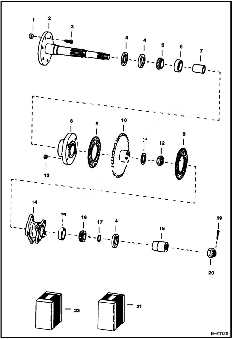 Схема запчастей Bobcat 400s - FRONT BRAKE AXLE M-500 DRIVE TRAIN