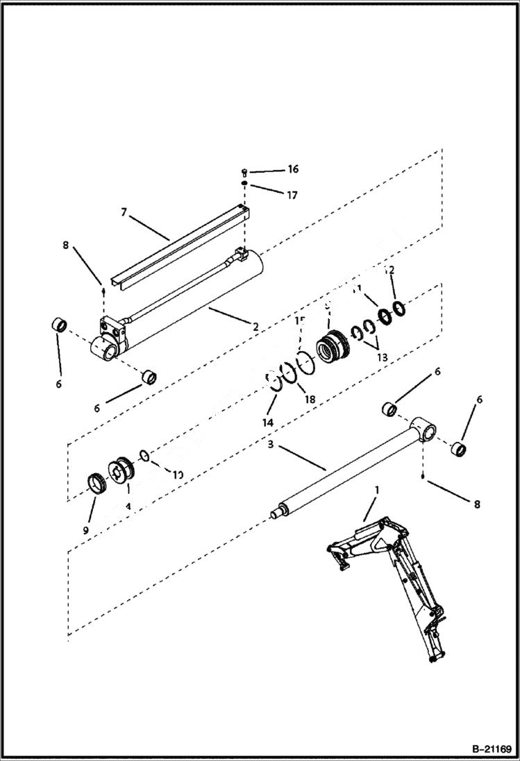 Схема запчастей Bobcat B300 - BUCKET CYLINDER 5717 11031 & Below HYDRAULIC SYSTEM