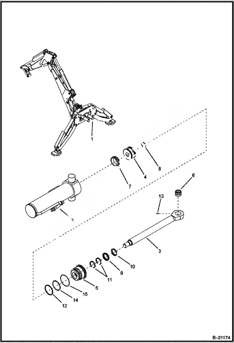 Схема запчастей Bobcat B300 - SWING CYLINDER Left HYDRAULIC SYSTEM
