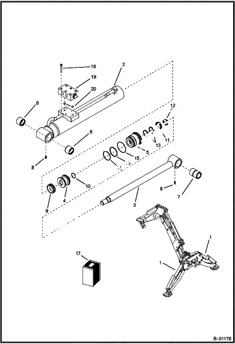 Схема запчастей Bobcat B300 - STABILZER CYLINDER HYDRAULIC SYSTEM