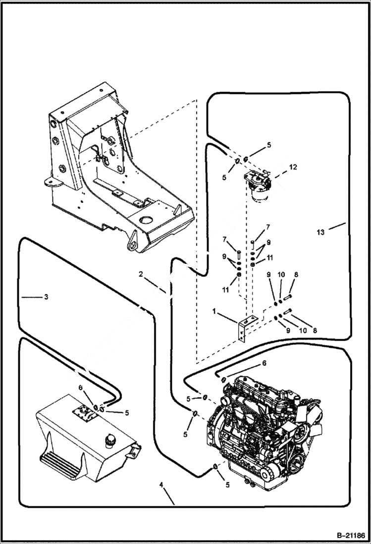 Схема запчастей Bobcat B300 - FUEL SYSTEM POWER UNIT