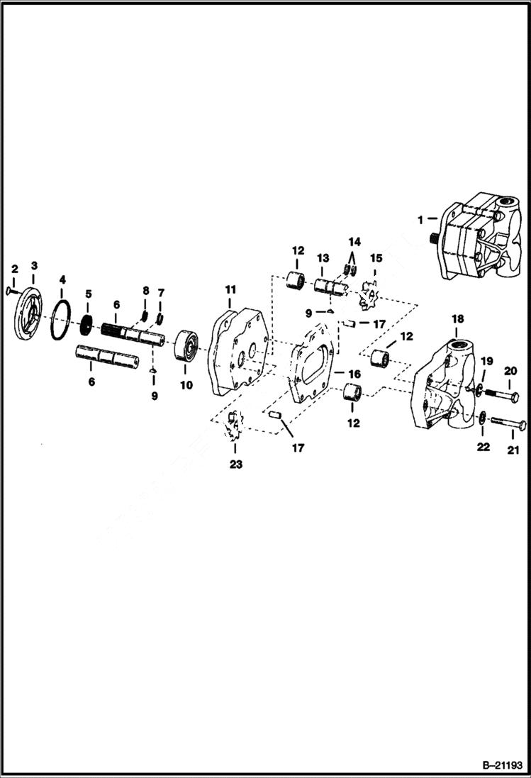 Схема запчастей Bobcat 400s - HYDRAULIC PUMP Counterclockwise Rotation M-444 & M-500 HYDRAULIC SYSTEM