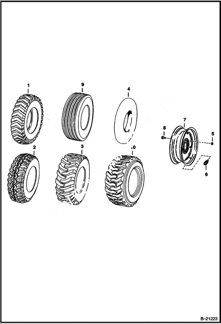 Схема запчастей Bobcat 600s - TIRES & RIMS ACCESSORIES & OPTIONS