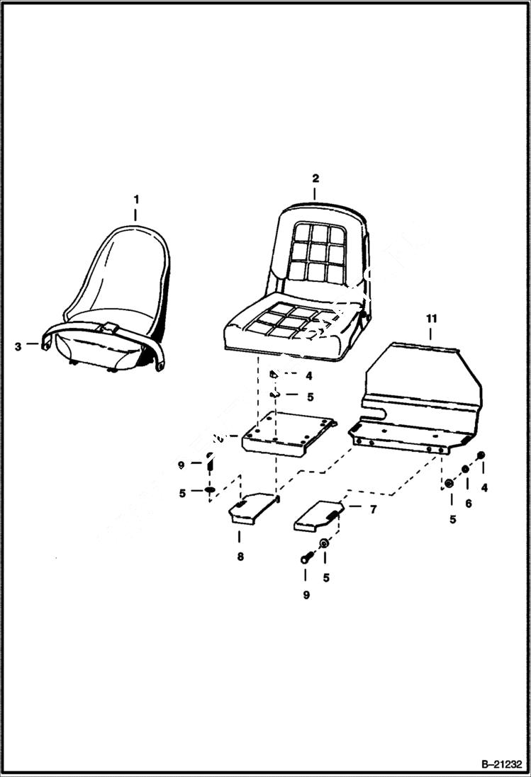 Схема запчастей Bobcat 600s - SEAT & SEAT MOUNTING MAIN FRAME