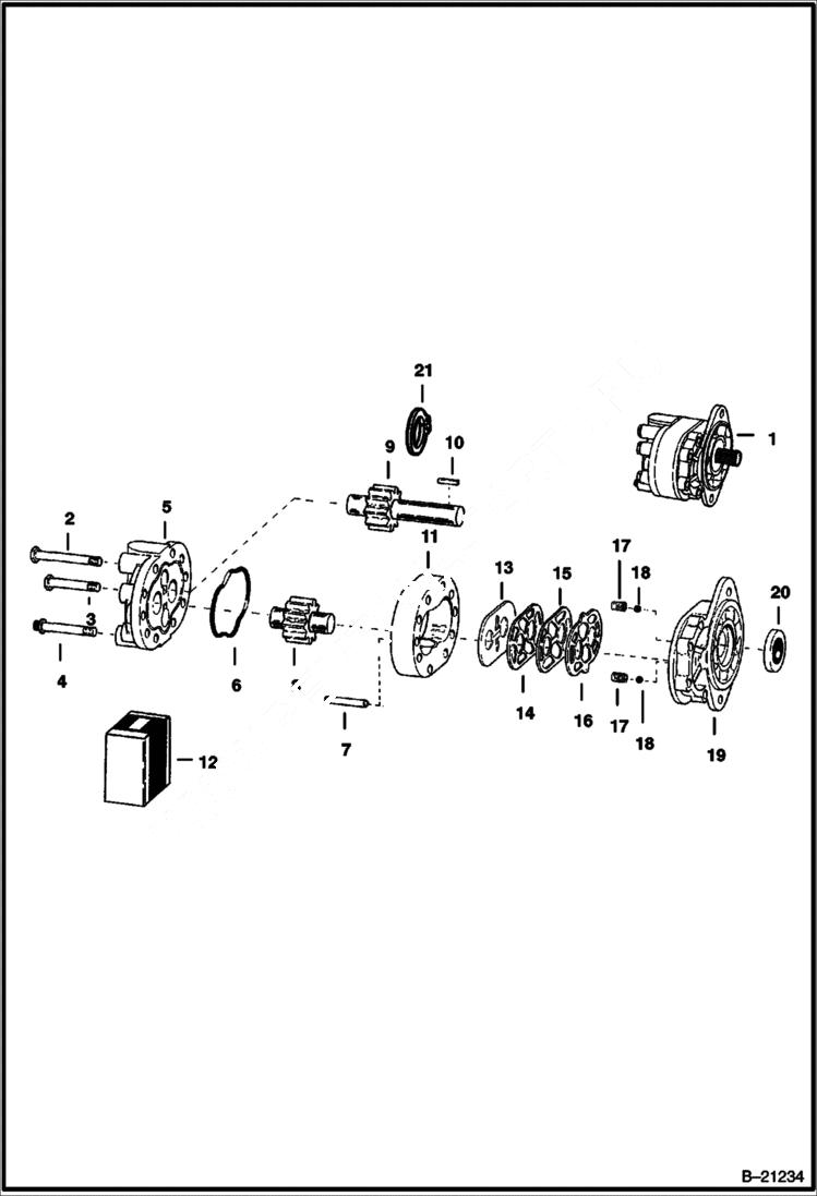 Схема запчастей Bobcat 600s - HYDRAULIC PUMP Cessna No. 15510-OEBA & No. 24305-RAE HYDRAULIC SYSTEM