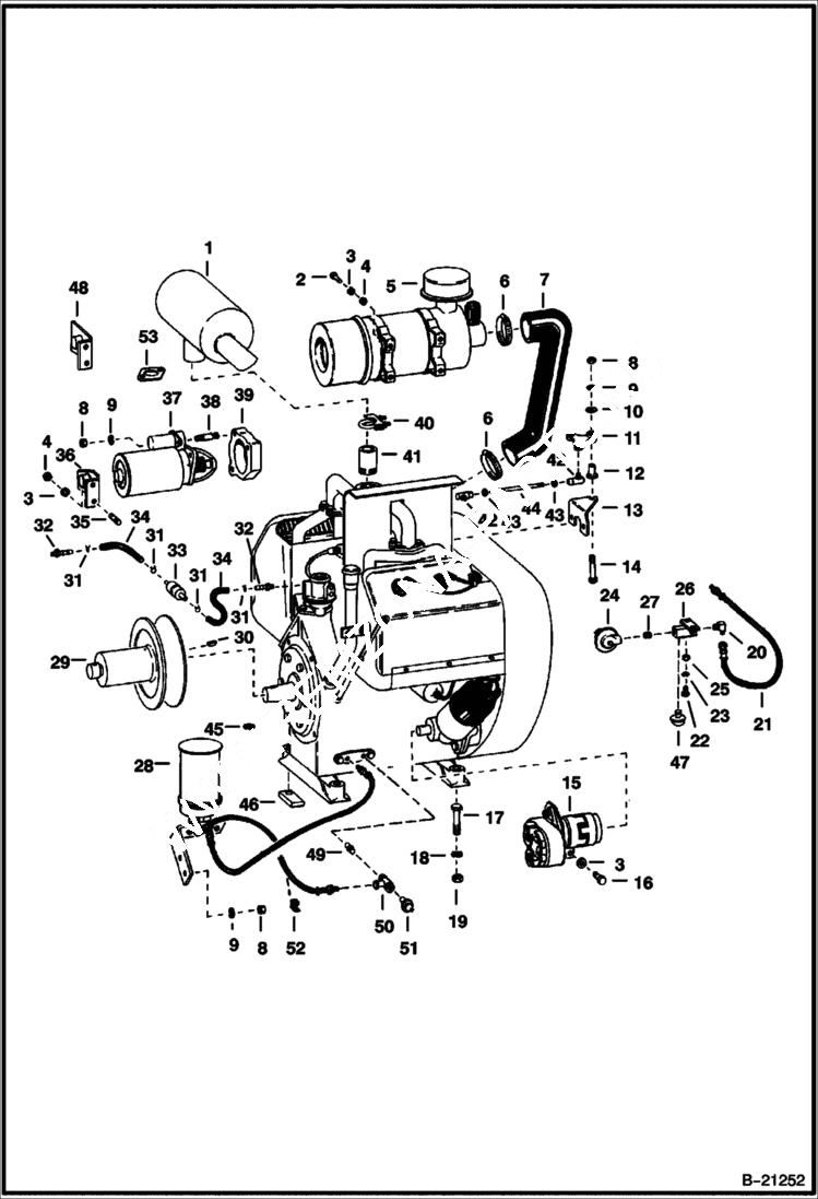 Схема запчастей Bobcat 600s - WISCONSIN ENGINE & ATTACHING PARTS POWER UNIT