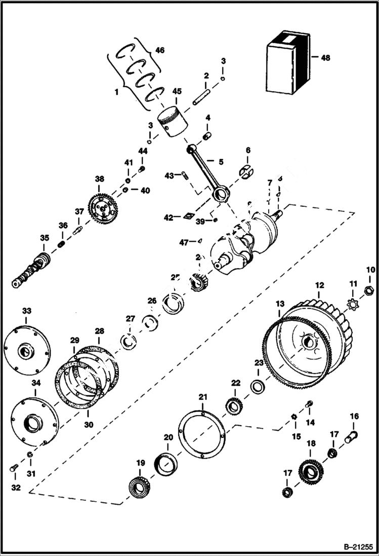 Схема запчастей Bobcat 600s - INTERNAL ENGINE GROUP POWER UNIT