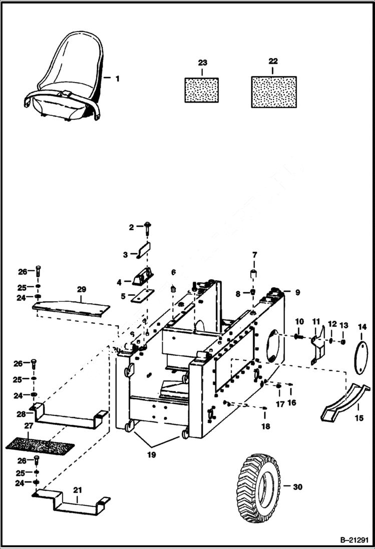Схема запчастей Bobcat 600s - MAIN FRAME ATTACHING PARTS Left Side Illustrated MAIN FRAME
