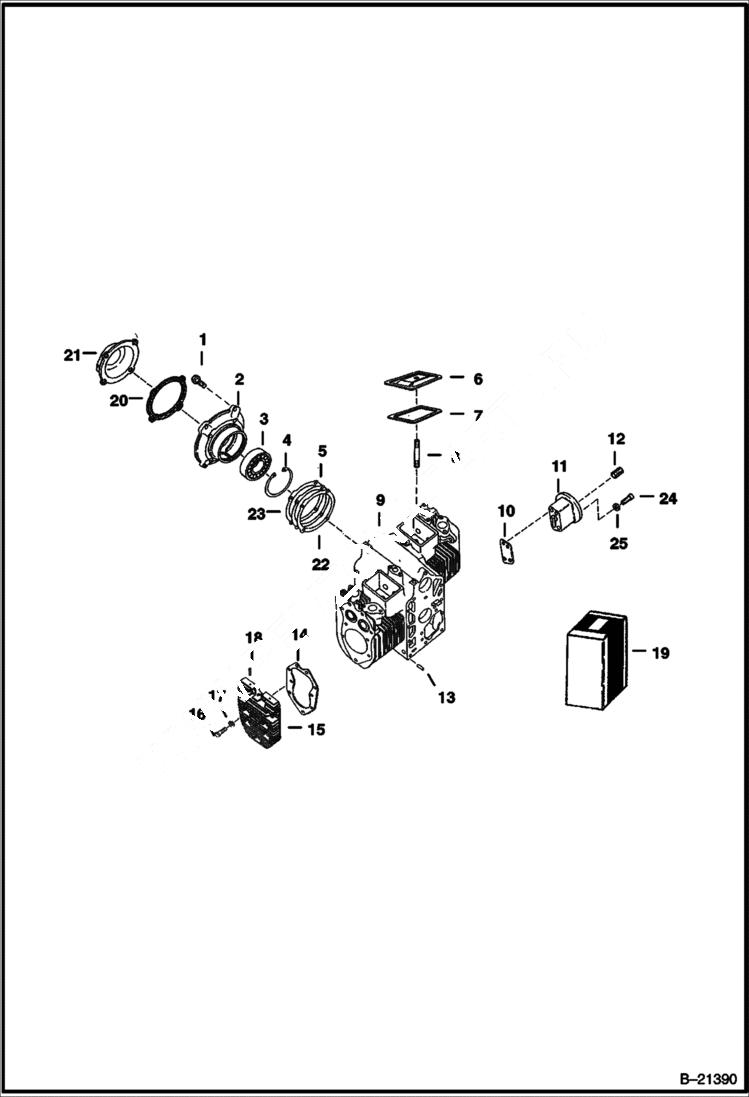 Схема запчастей Bobcat 500s - CYLINDER BLOCK POWER UNIT