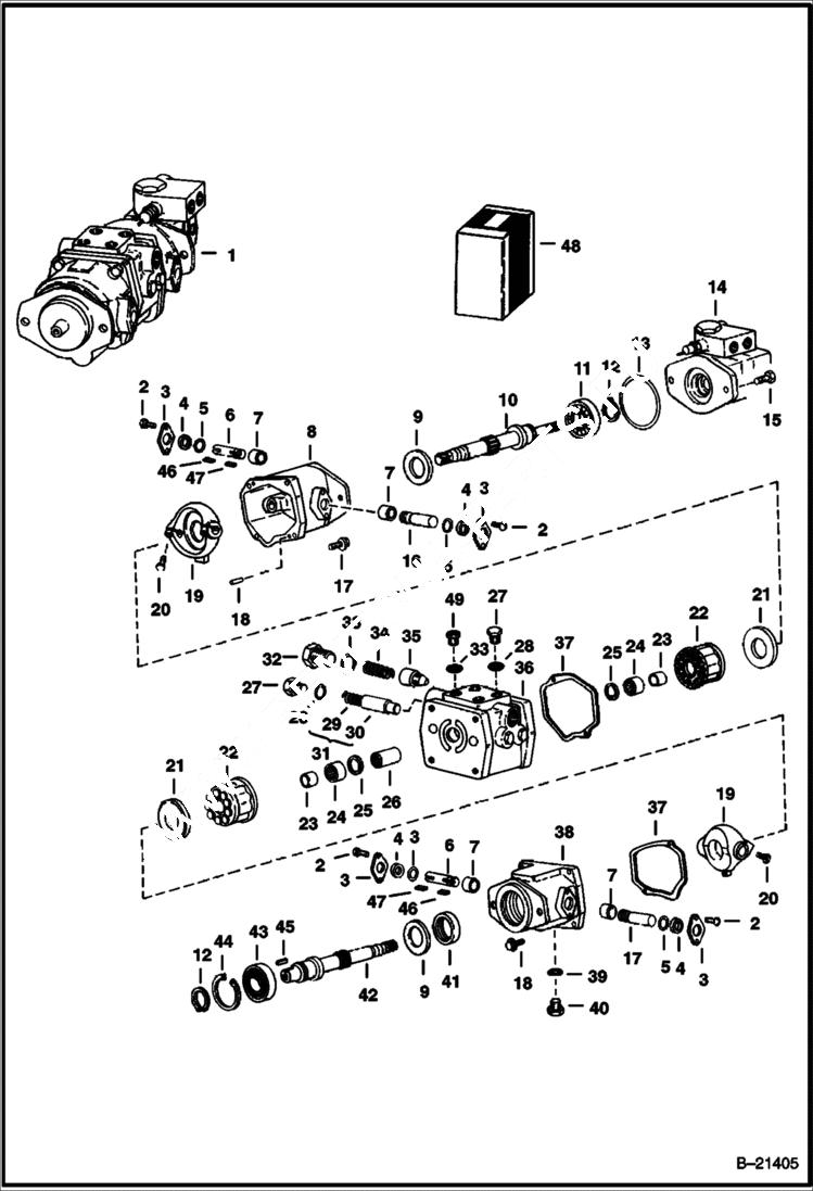 Схема запчастей Bobcat 500s - HYDROSTATIC PUMP HYDROSTATIC SYSTEM