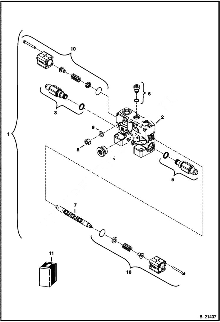 Схема запчастей Bobcat 334 - VALVE SECTION (Slew) (S/N 232512783, 232711434, 232612158 & Above) HYDRAULIC SYSTEM