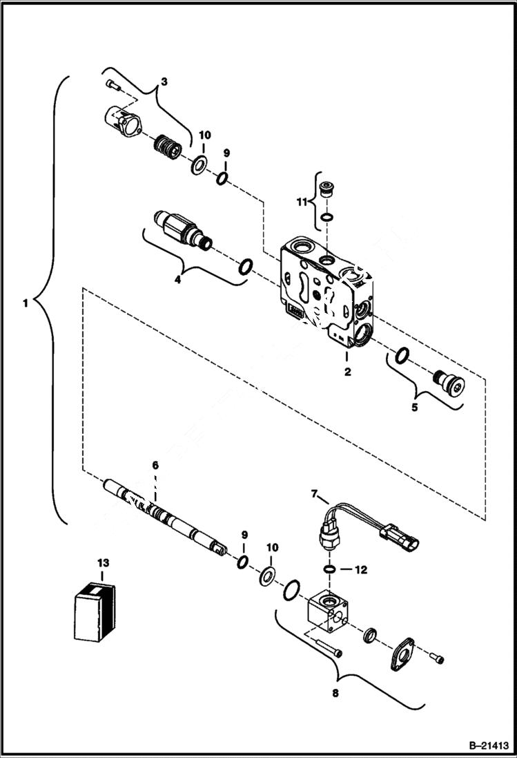 Схема запчастей Bobcat 331 - VALVE SECTION (Left Travel) (S/N 232512783, 232711434, 232612158 & Above) HYDRAULIC SYSTEM