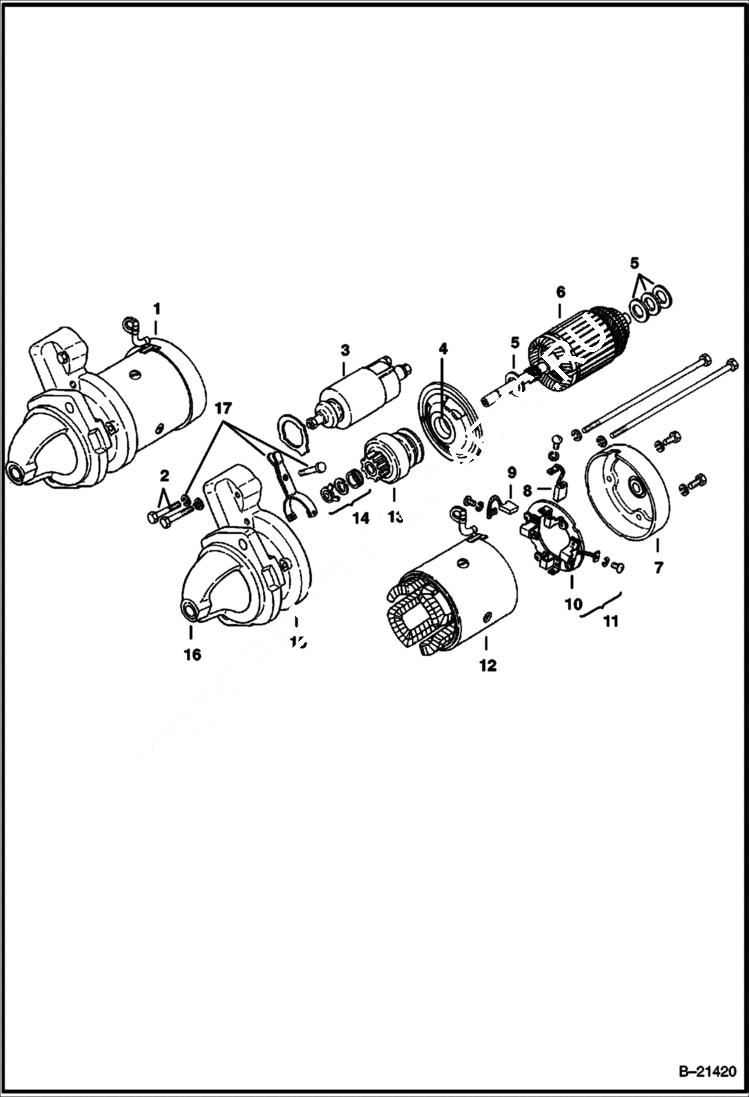 Схема запчастей Bobcat 500s - STARTER ELECTRICAL SYSTEM