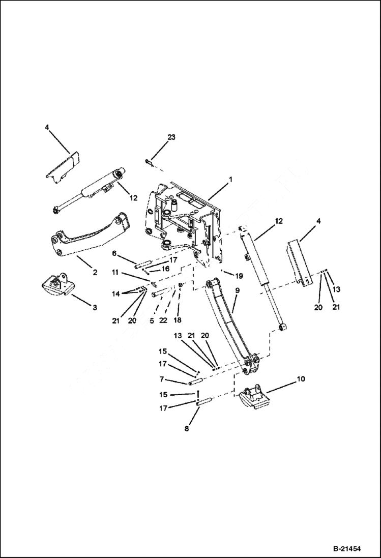Схема запчастей Bobcat BL575 - TRUNNION W/STABILIZER Center Mount WORK EQUIPMENT