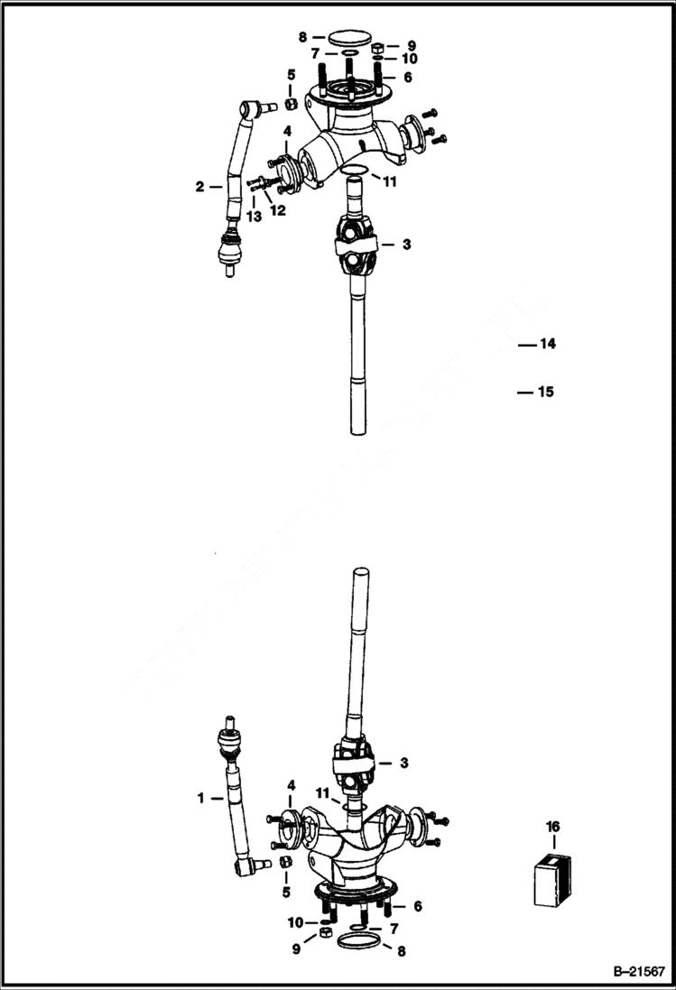 Схема запчастей Bobcat 5600 - AXLE ASSEMBLY (Hub & U-Joint Assembly) DRIVE TRAIN