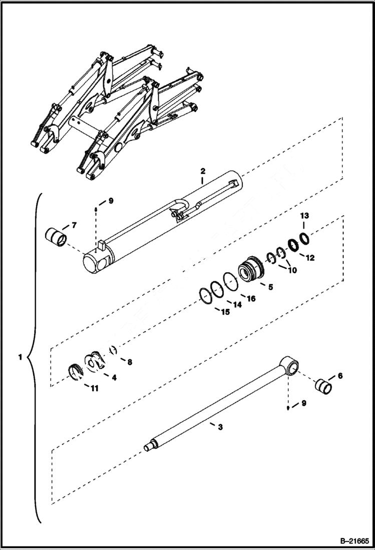 Схема запчастей Bobcat BL575 - LIFT CYLINDER (RIGHT) (BL570) 5706 11024 & Below (BL575) 5720 11006 & Below HYDRAULIC SYSTEM