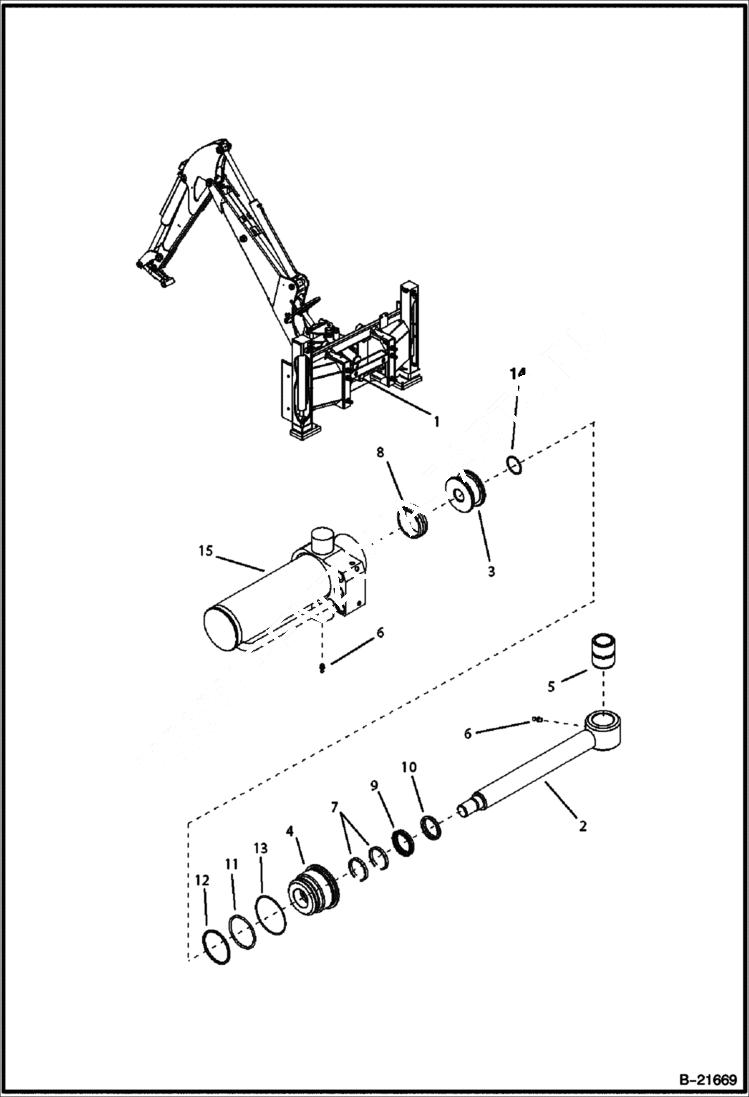 Схема запчастей Bobcat BL375 - SWING CYLINDER Sideshift Lower HYDRAULIC SYSTEM