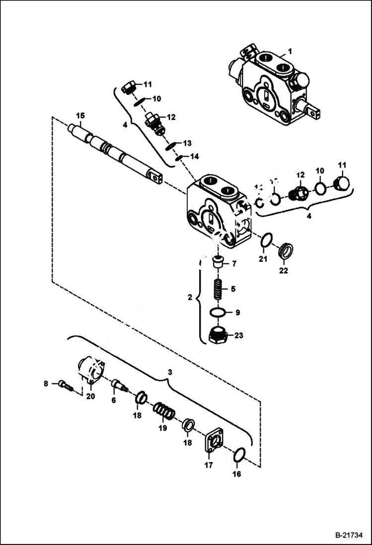 Схема запчастей Bobcat B200 - SIDESHIFT BACKHOE VALVE (Arm Section) HYDRAULIC SYSTEM