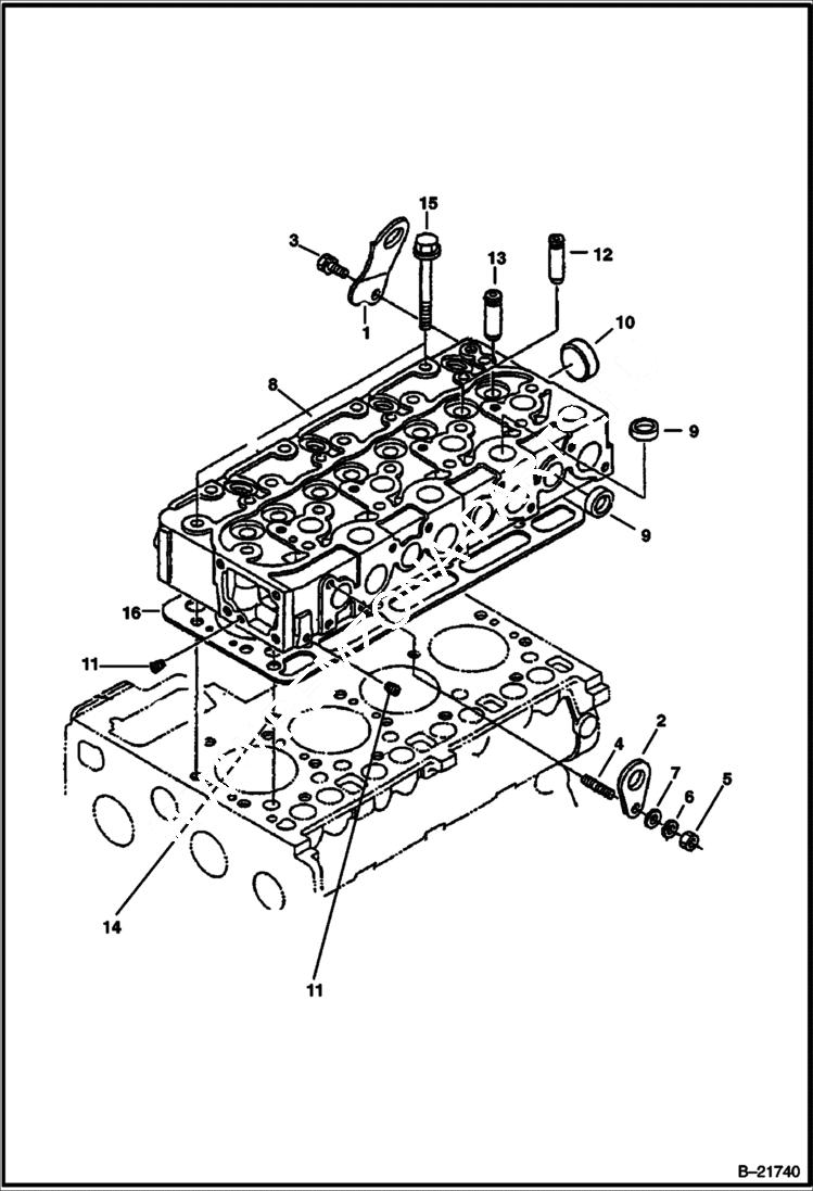 Схема запчастей Bobcat BL570 - CYLINDER HEAD POWER UNIT