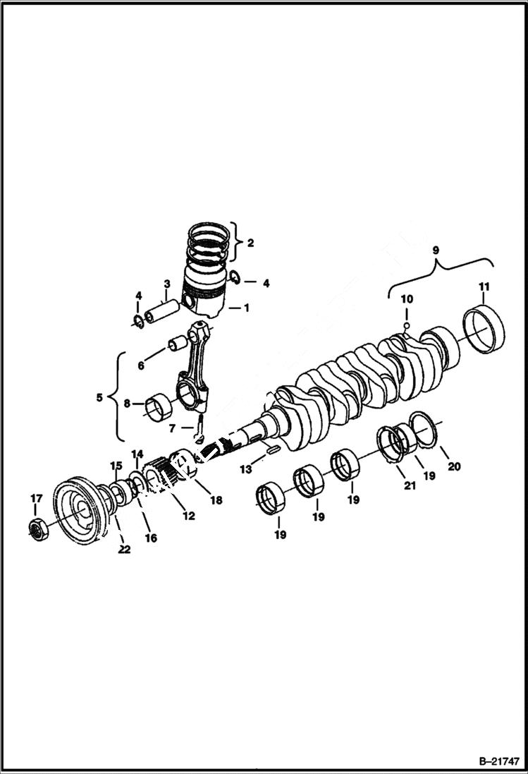 Схема запчастей Bobcat BL570 - PISTON & CRANKSHAFT POWER UNIT