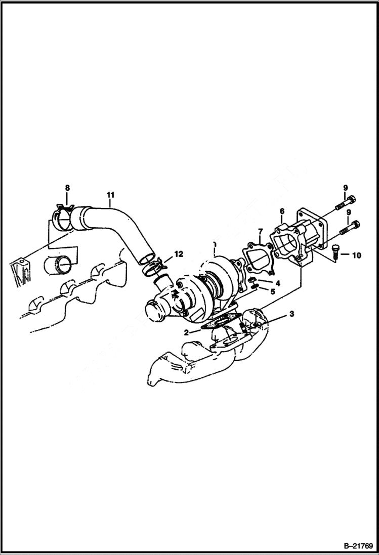 Схема запчастей Bobcat BL570 - TURBO CHARGER POWER UNIT
