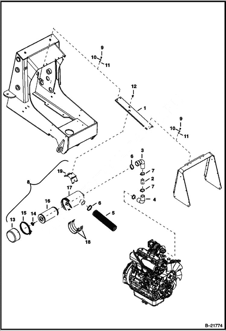 Схема запчастей Bobcat BL470 - AIR CLEANER POWER UNIT