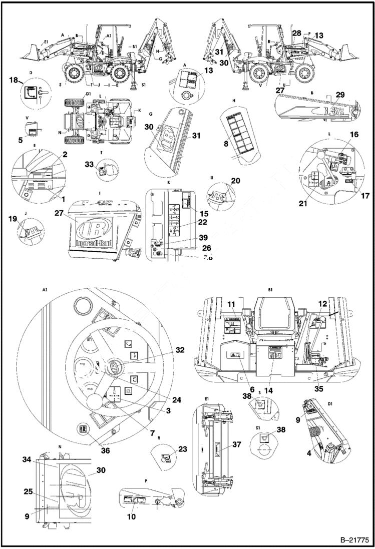Схема запчастей Bobcat BL470 - DECALS POWER UNIT