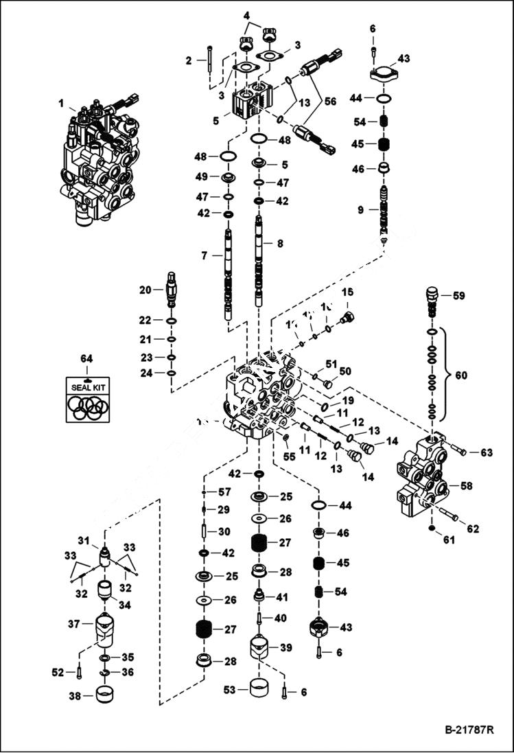 Схема запчастей Bobcat S-Series - HYDRAULIC CONTROL VALVE (Service Valve) (BICS Combo Valve) HYDRAULIC SYSTEM