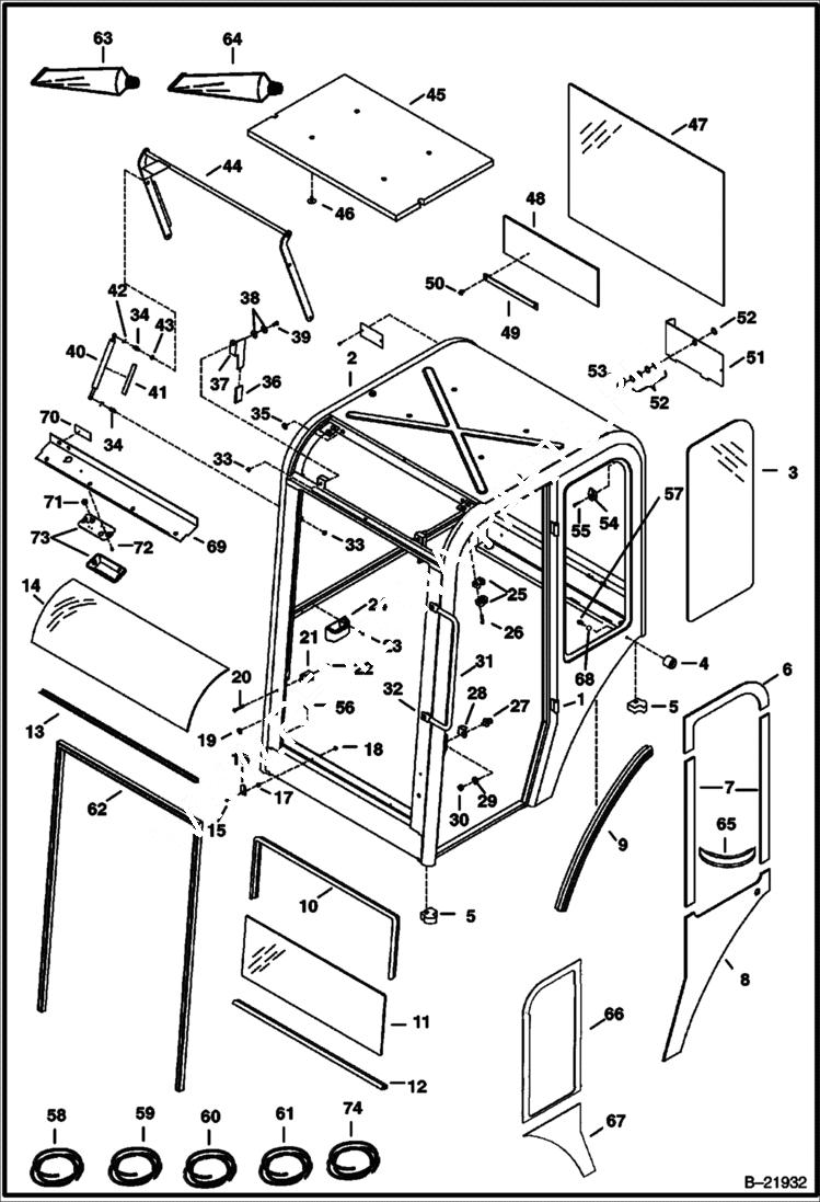Схема запчастей Bobcat 337 - OPERATOR CAB MAIN FRAME