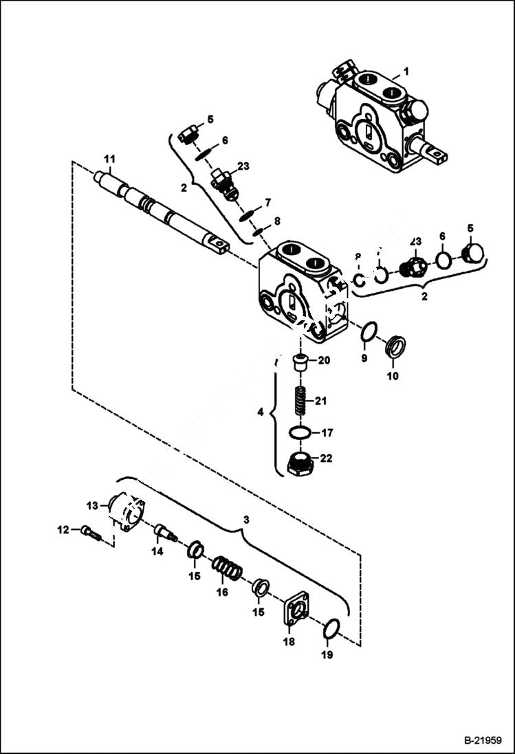 Схема запчастей Bobcat B200 - VALVE SECTION (Tilt Section) HYDRAULIC SYSTEM