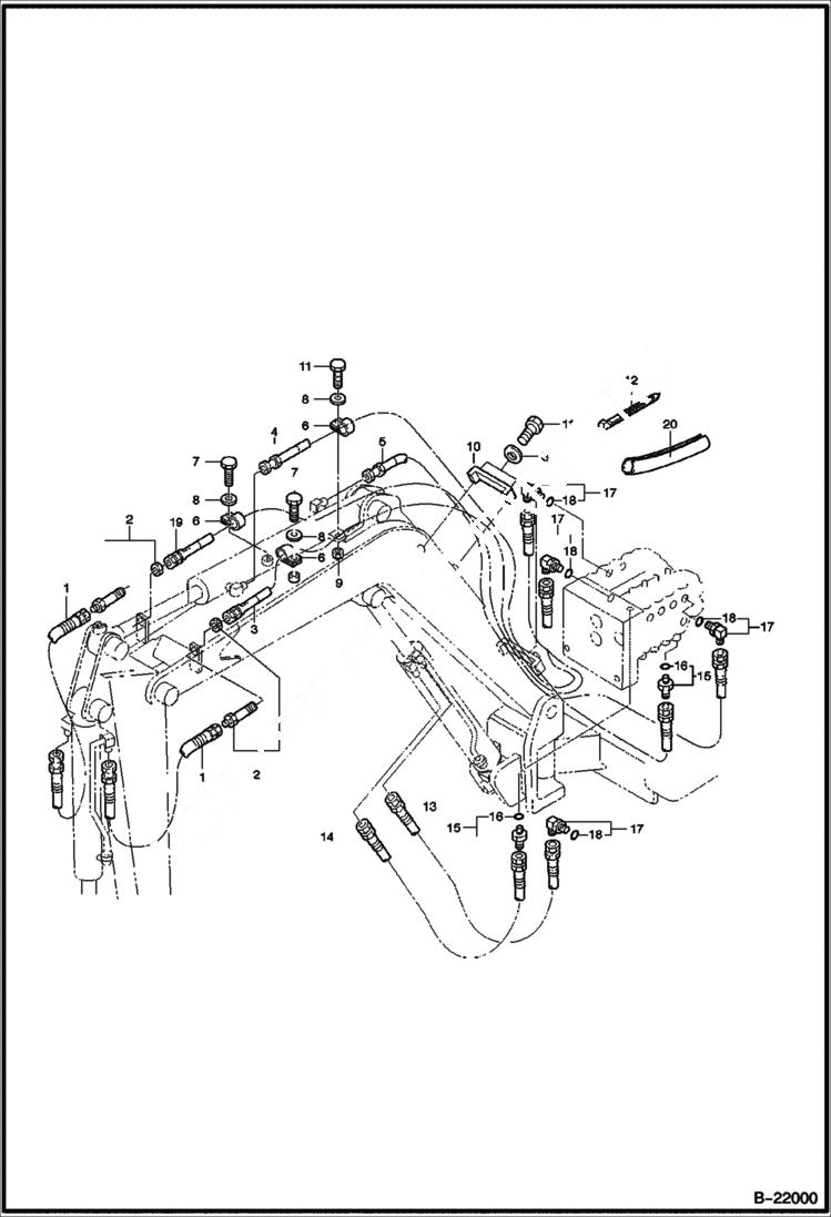 Схема запчастей Bobcat 316 - HYDRAULIC CIRCUITRY Work Equipment HYDROSTATIC/HYDRAULIC