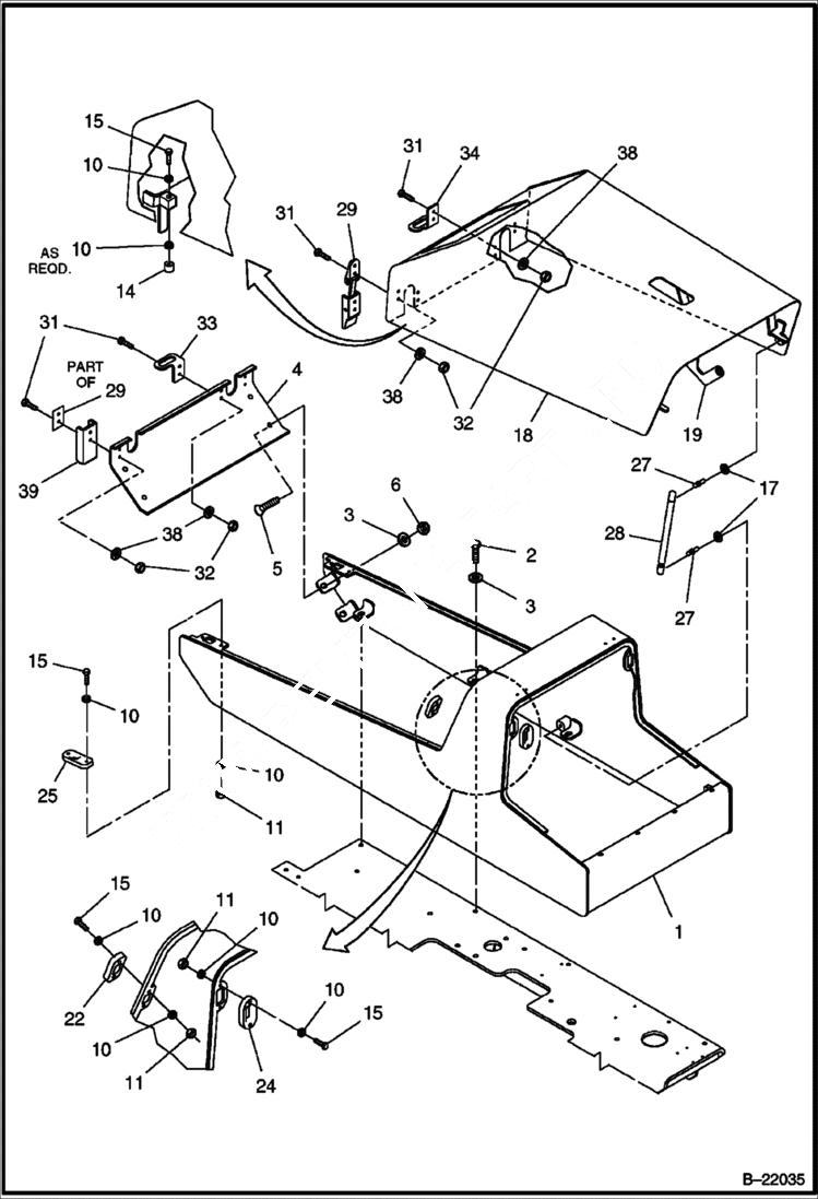 Схема запчастей Bobcat BCT13 - HOOD & COWLING MAIN FRAME
