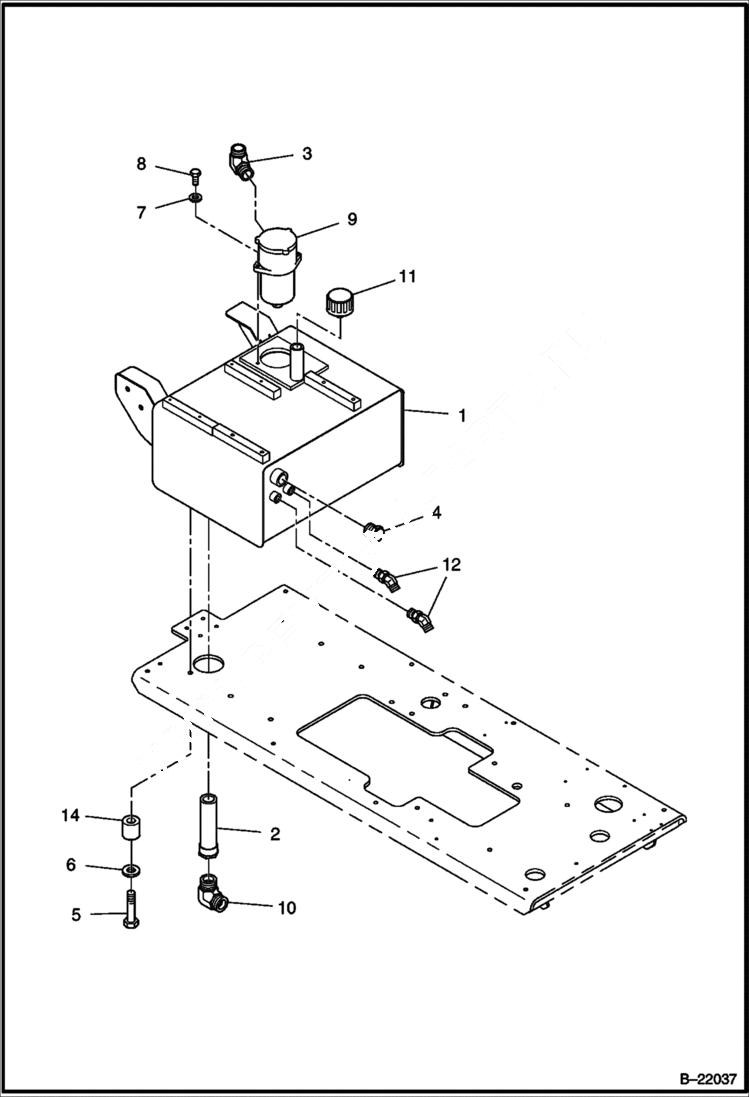Схема запчастей Bobcat BCT13 - HYDRAULIC TANK MAIN FRAME