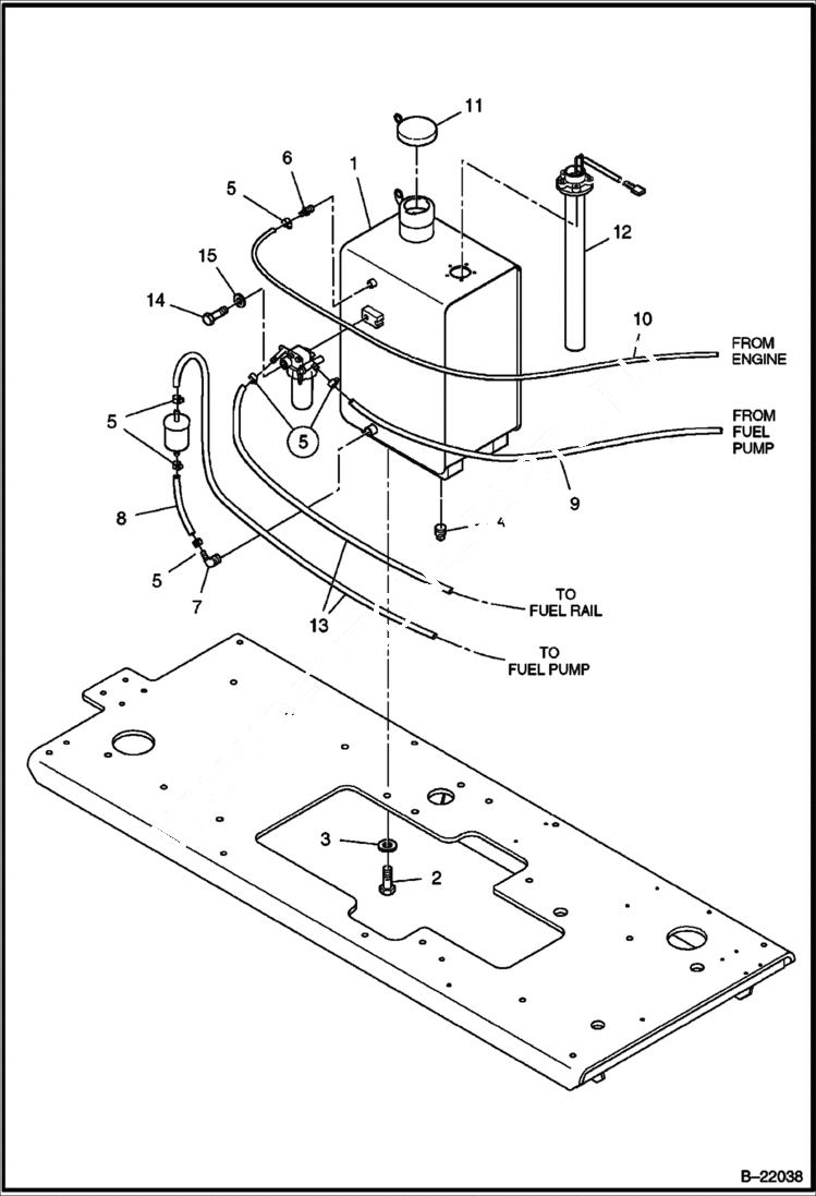 Схема запчастей Bobcat BCT13 - FUEL TANK MAIN FRAME
