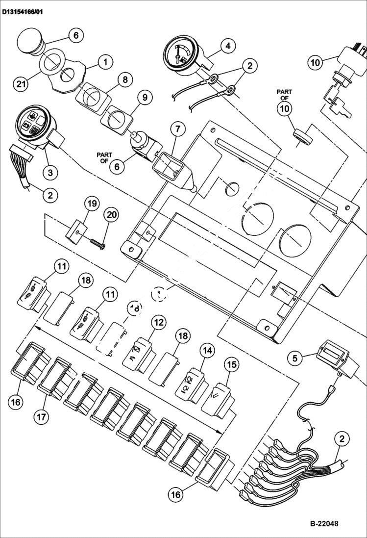 Схема запчастей Bobcat BCT13 - CONTROL PANEL ASSY ELECTRICAL SYSTEM