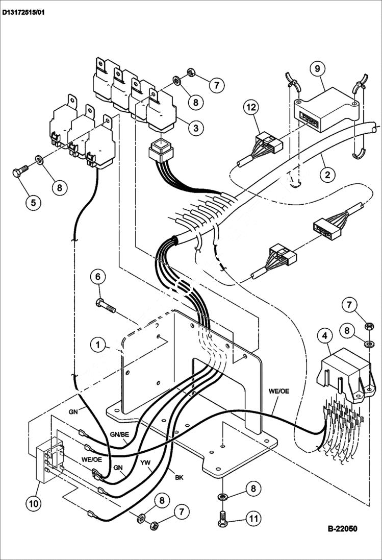 Схема запчастей Bobcat BCT13 - FUSE/RELAY ASSY ELECTRICAL SYSTEM