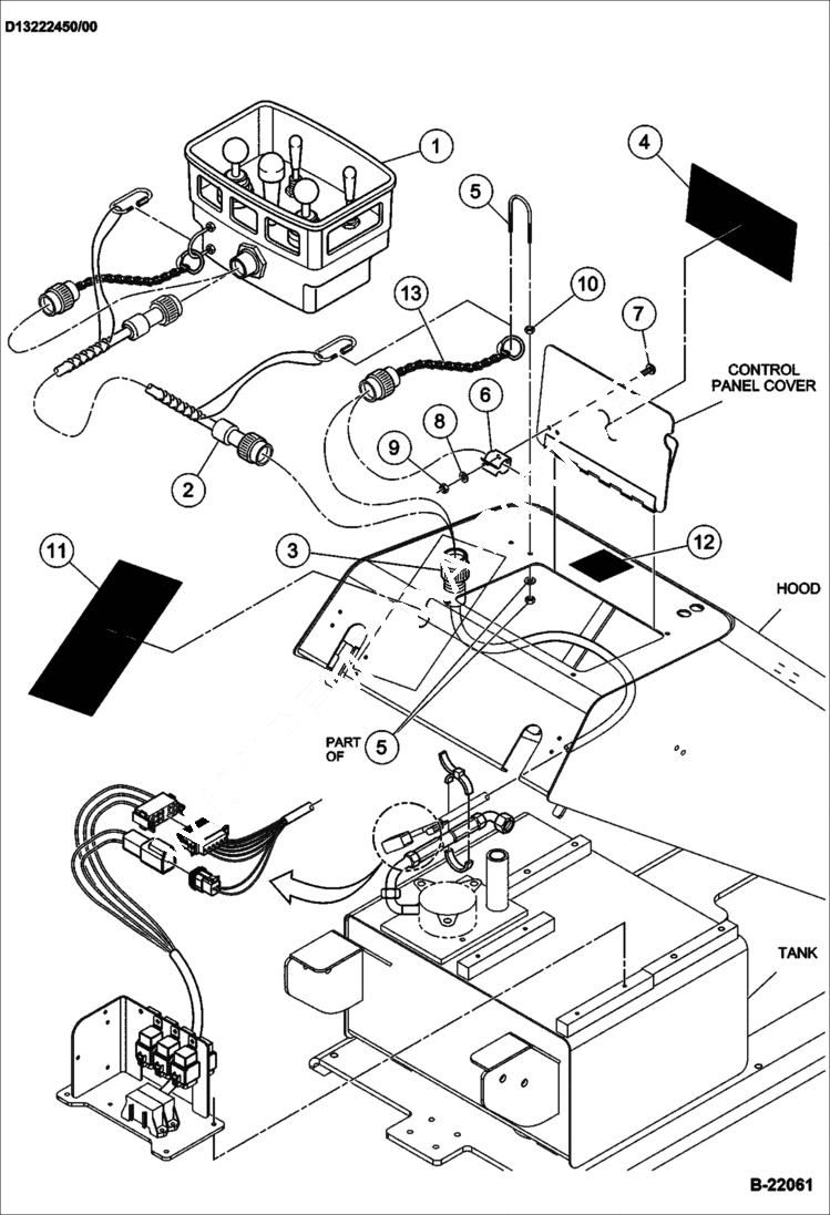 Схема запчастей Bobcat BCT13 - UMBILICAL CORD JOYSTICK (S/N 491511073 & Below) (Optional) ELECTRICAL SYSTEM