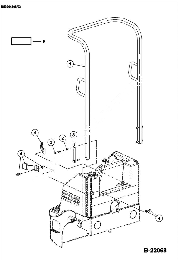 Схема запчастей Bobcat BCA14 - ROPS MAIN FRAME