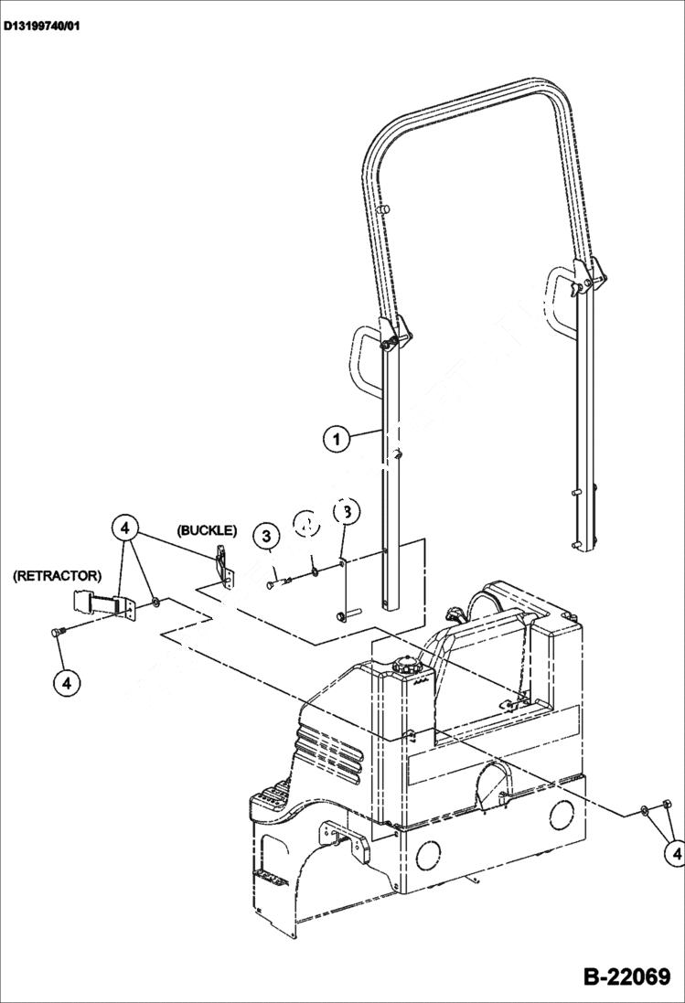 Схема запчастей Bobcat BCA14 - FOLDABLE ROPS OPTIONAL MAIN FRAME