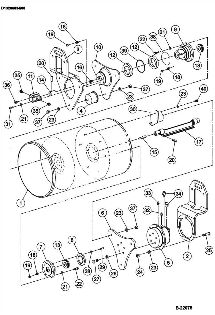 Схема запчастей Bobcat BCA14 - FRONT DRUM ASSEMBLY DRUM