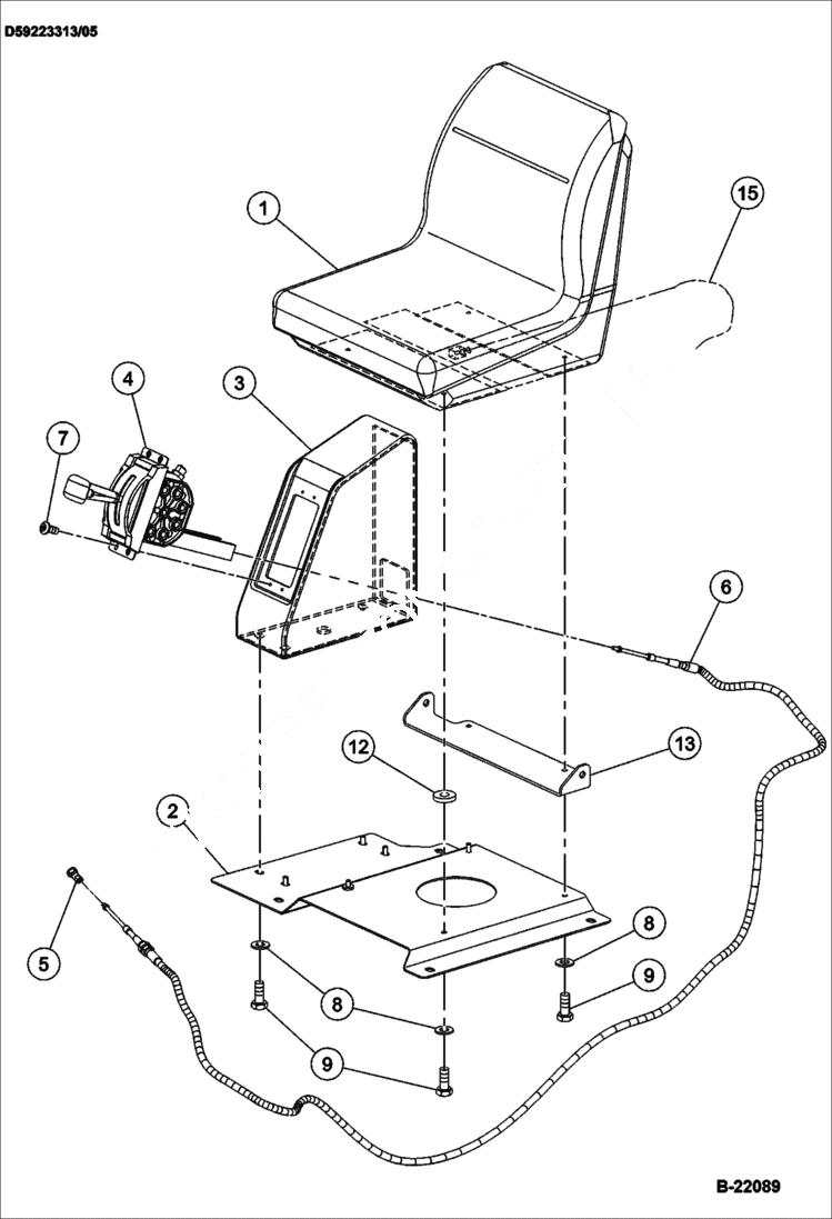 Схема запчастей Bobcat BCA14 - SEAT ASSEMBLY CONSOLE