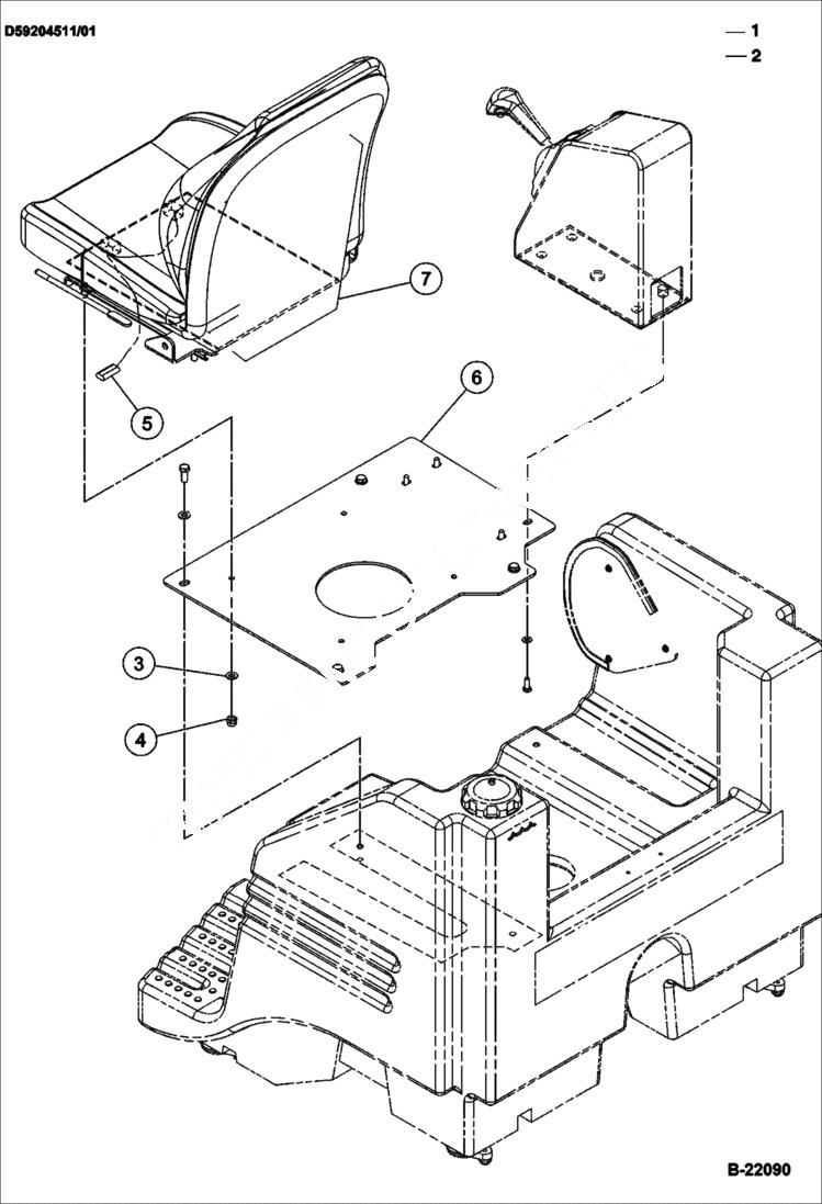 Схема запчастей Bobcat BCA14 - SEAT ASSEMBLY (Suspension) (Optional) CONSOLE