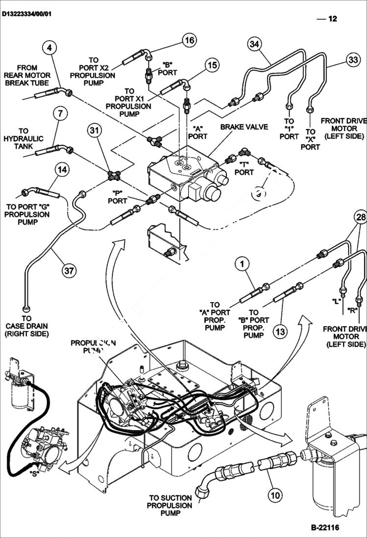 Схема запчастей Bobcat BCA14 - HYDRAULIC HOSING/TUBE CLAMP HYDRAULIC SYSTEM