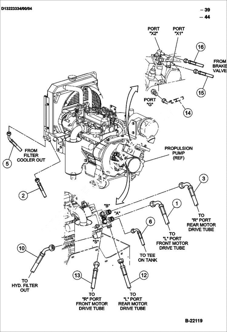 Схема запчастей Bobcat BCA14 - HYDRAULIC HOSING/TUBE CLAMP HYDRAULIC SYSTEM
