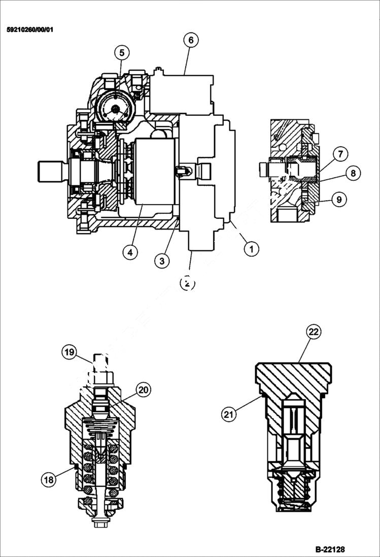 Схема запчастей Bobcat BCA14 - PROPULSION PUMP (Internal Breakdown) POWER UNIT