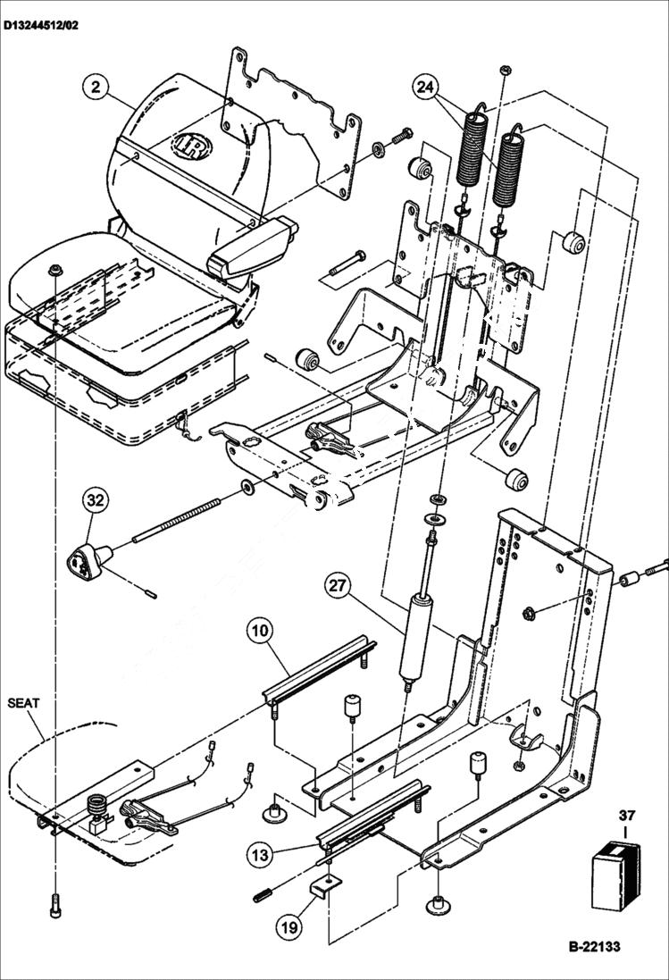 Схема запчастей Bobcat BCA14 - SUSPENSION SEAT COMPONENT BREAKDOWNS
