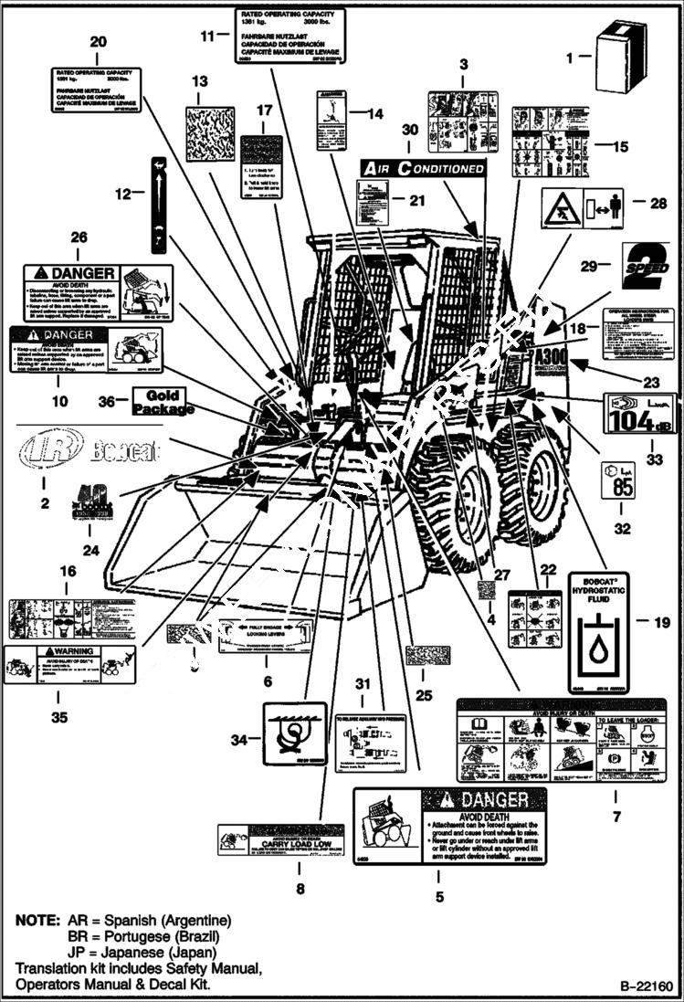 Схема запчастей Bobcat A-Series - DECALS ACCESSORIES & OPTIONS