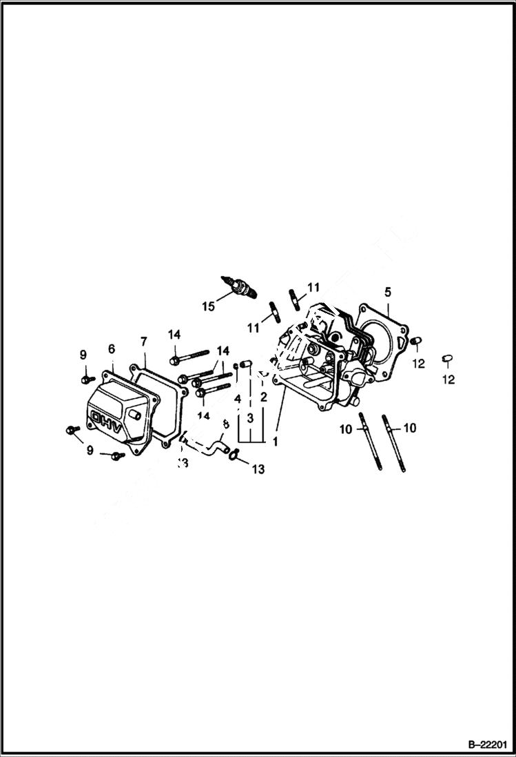 Схема запчастей Bobcat VIBRATORY PLATE COMPACTOR - HONDA ENGINE (Cylinder Head) (S/N OB6041 & Above) POWER UNIT
