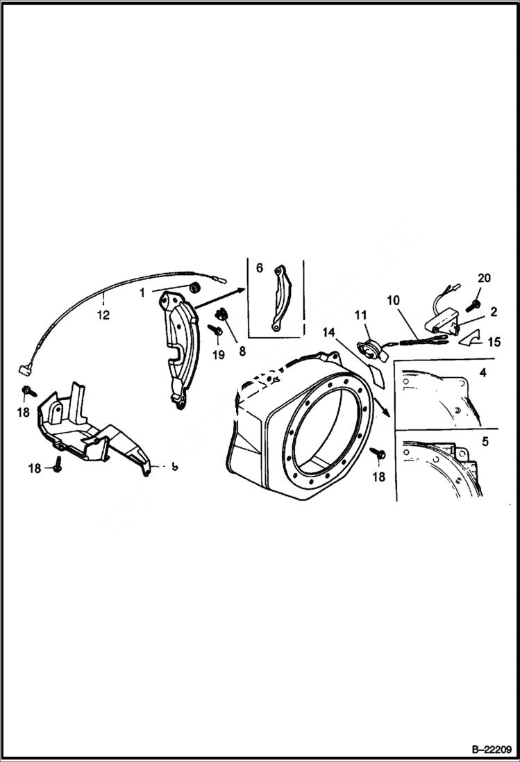Схема запчастей Bobcat VIBRATORY PLATE COMPACTOR - HONDA ENGINE (Fan Shroud) (S/N OB6041 & Above) POWER UNIT