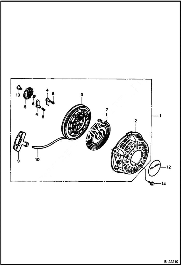 Схема запчастей Bobcat VIBRATORY PLATE COMPACTOR - HONDA ENGINE (Starter) (S/N OB6041 & Above) POWER UNIT